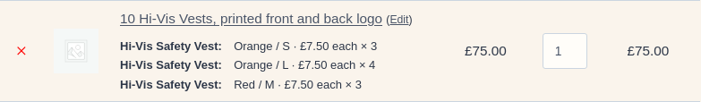 A bundle in the WooCommerce cart shown as one line with its contents listed