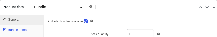 The WooCommerce Product data dropdown with Bundle selected